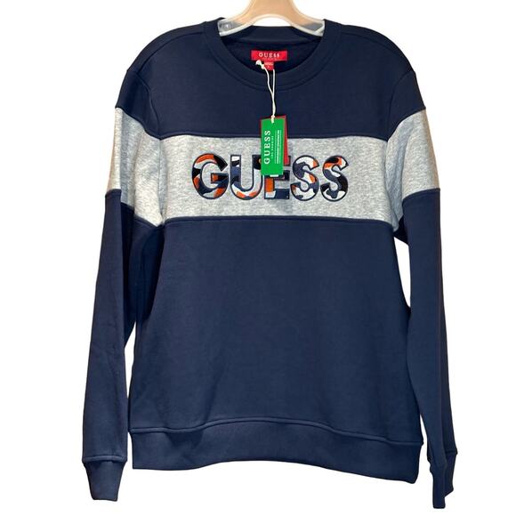 NWT Men's Long Sleeve Guess Sweatshirt Blue, Crewneck, Consciously Constructed60 - Picture 2 of 4